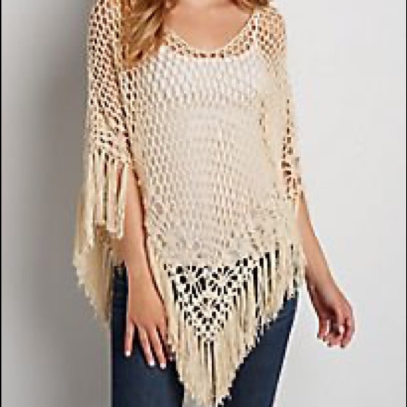 Handcrafted Knit Tassel Fringe Boho Sweater Poncho Boho Spell Gypsy Style Shawl - Picture 4 of 16